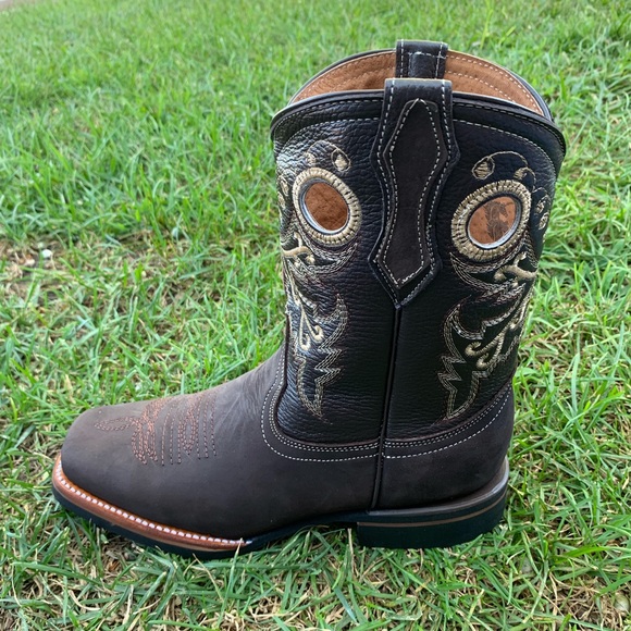 WOMEN'S RODEO COWGIRL BOOTS GENUINE LEATHER BROWN - Picture 2 of 6